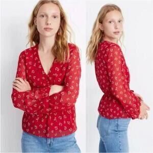 Madewell V-Neck Peplum Top in Little Lilies